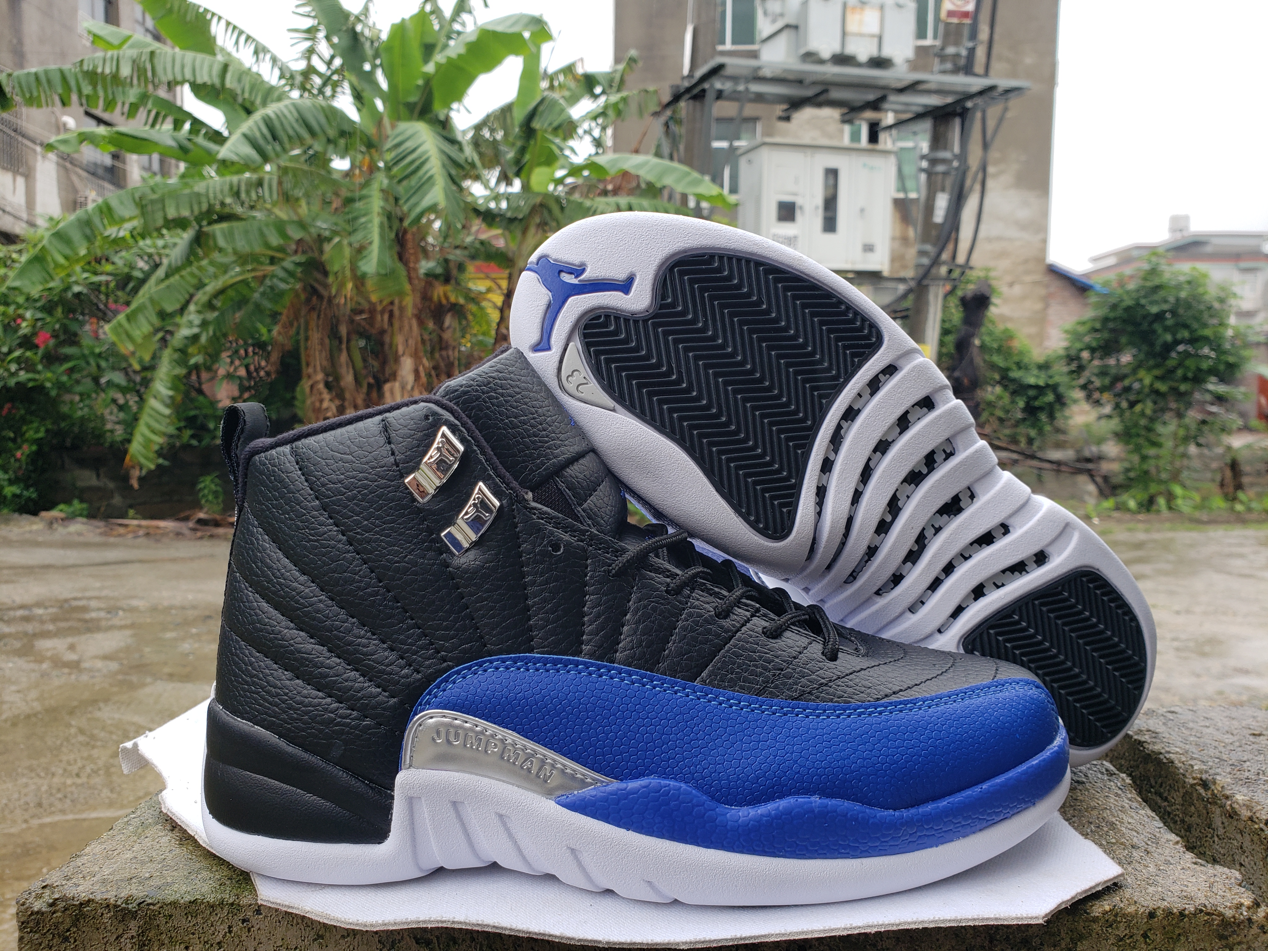 New 2022 Air Jordan 12 Black Blue White Shoes - Click Image to Close